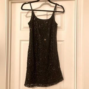 Black sequined mini dress
